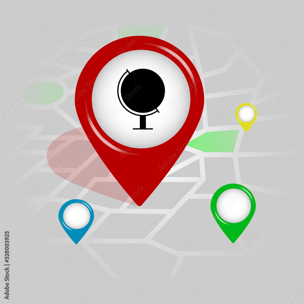 globe icon . Simple glyph vector of Education Location pin set for UI and UX, website or mobile application