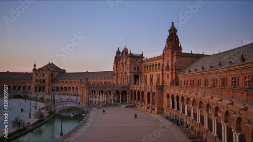 4K Timelapse in Spain Square (Plaza España) in Seville, the capital of Andalusia. One of the symbols of the city, a popular landmark.
