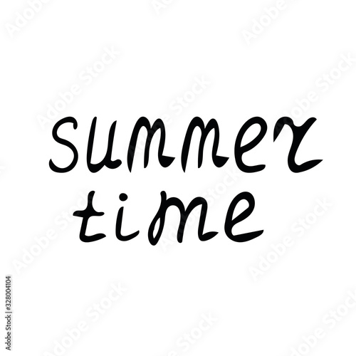 lettering summer time hand written in doodle style phrase  words for design postcard  poster