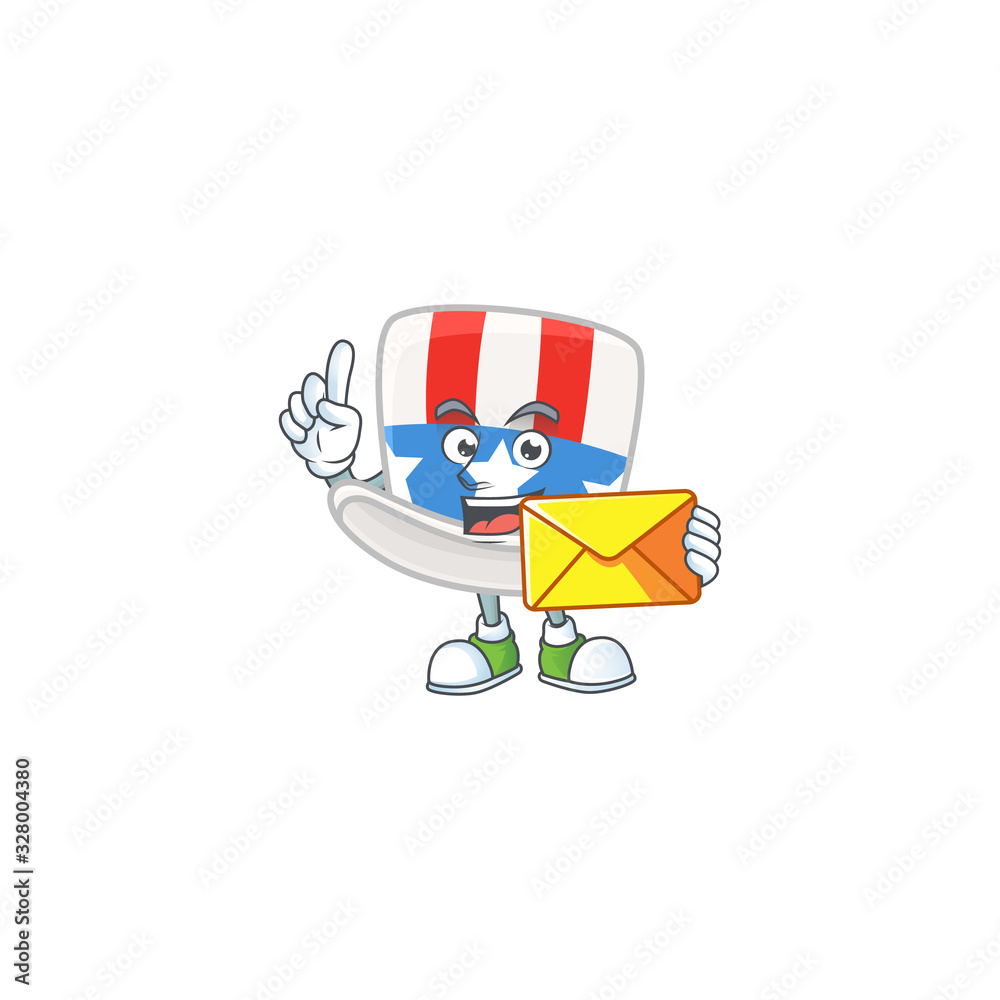 Happily uncle sam hat mascot design style with envelope Happily uncle sam hat mascot design style with envelope