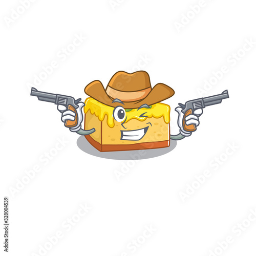 Lemon cheesecake Cowboy cartoon concept having guns