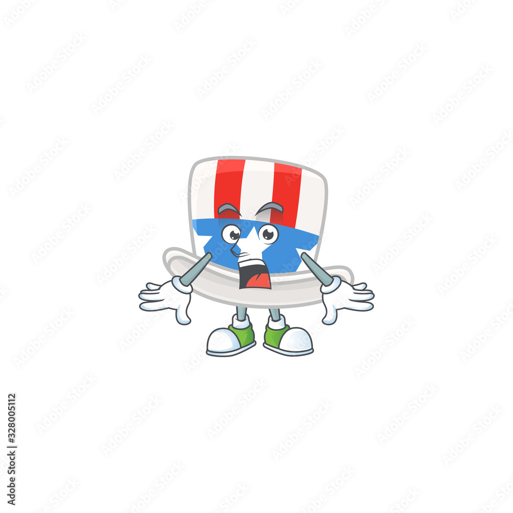 cartoon character design of uncle sam hat with a surprised gesture