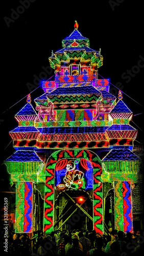 Colourful temple celebrations during the night