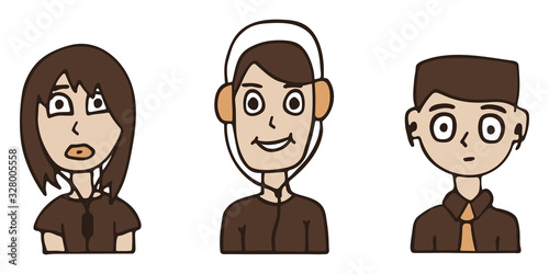 Cartoon characters of music lovers enjoying they favorite track set. white background isolated vector illustration