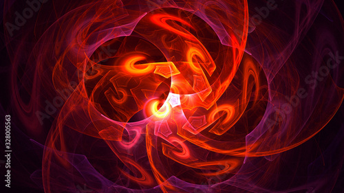 3D rendering abstract red fractal light background