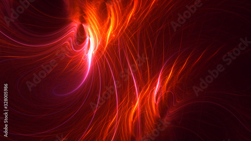 3D rendering abstract red fractal light background