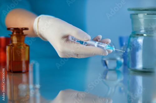 Scientist hand holding a Test tubes,Laboratory research.