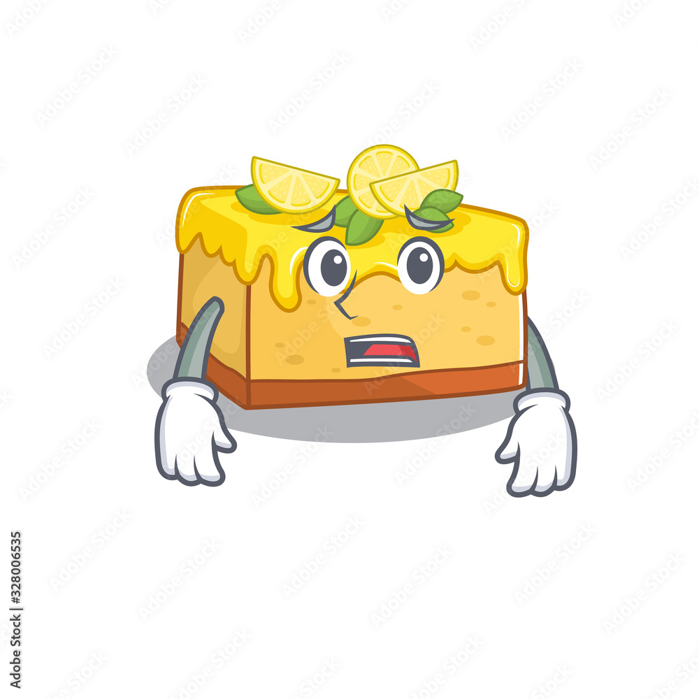 A picture of lemon cheesecake having an afraid face A picture of lemon cheesecake having an afraid face