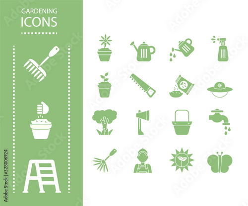 gardening icons over white background, silhouette style