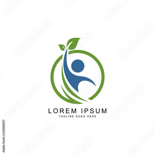 people and leaf logo template