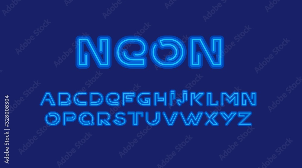 Neon font alphabet set Neon font alphabet set