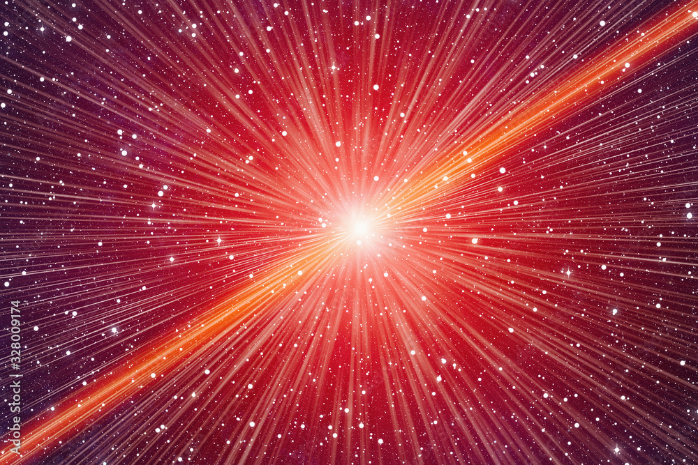 Fototapeta premium bright sun on a space stars background