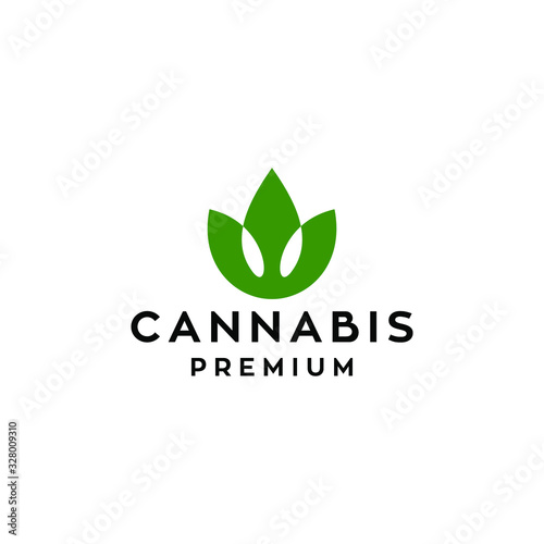 cannabis or lotus flower line logo icon design vector  