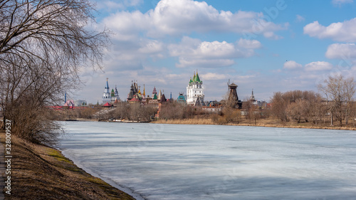 Izmailovsky Kremlin by the lake in Moscow	