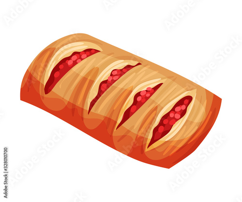 Tasty Wheat Pastry with Sweet Filling Vector Food Element