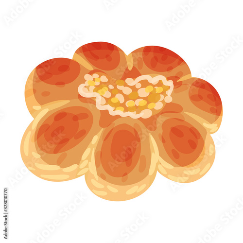 Sweet Round Pastry with Golden Brown Vector Food Element