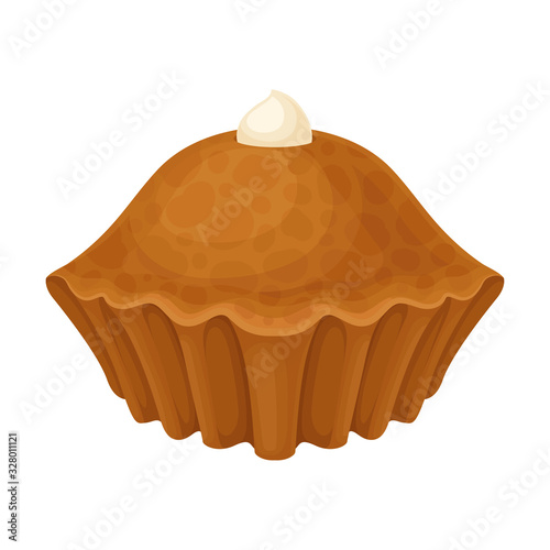 Sweet Muffin Isolated on White Background Vector Food Element