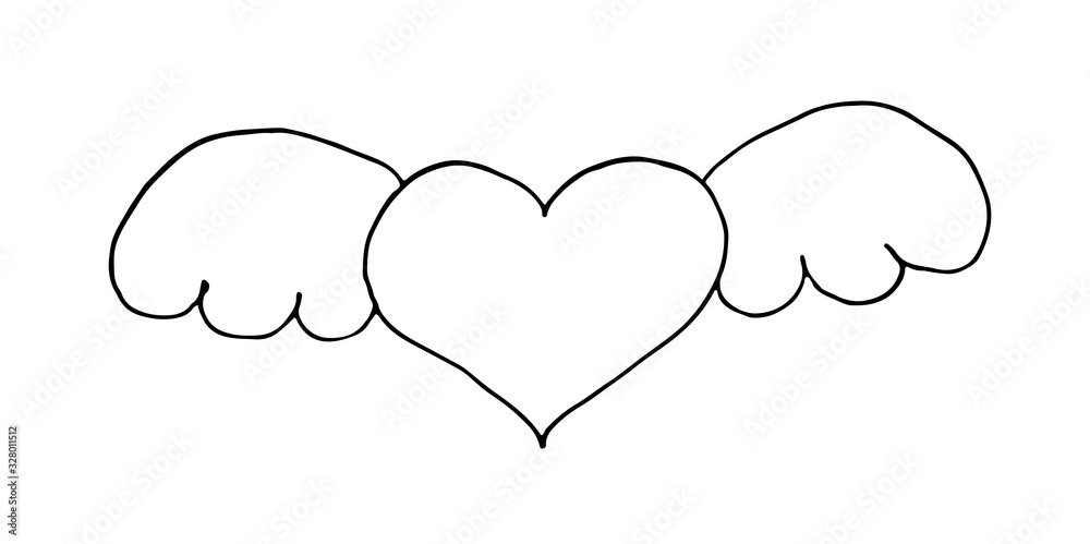 Heart with wings on the grey background for your design. Vector illustration Heart with wings on the grey background for your design. Vector illustration