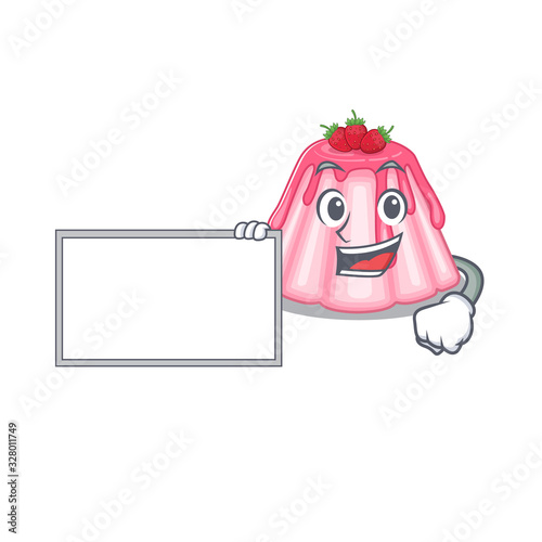 cartoon character of strawberry jelly design concept bring a board