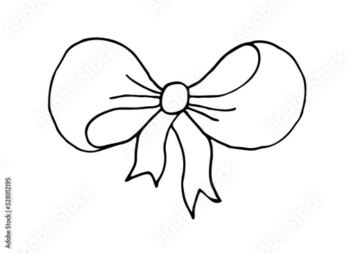 Hand drawn doodle cartoon decorative ribbon bow vector illustration