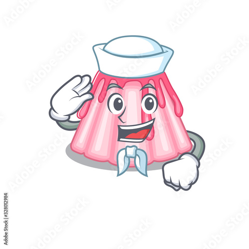 Strawberry jelly cartoon concept Sailor wearing hat