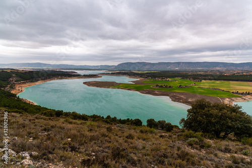 Buendia reservoir with turquoise waters in spring, Spain