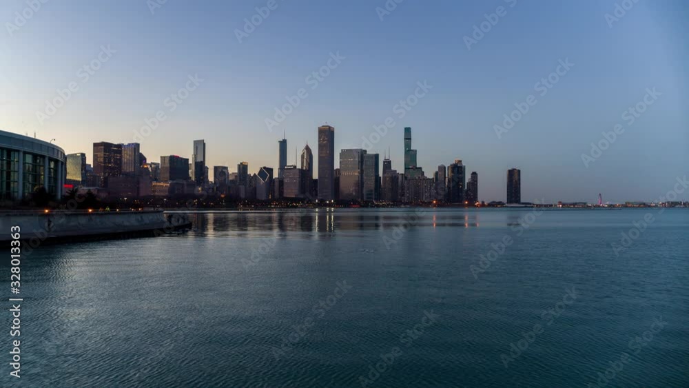 Chicago Cityscape - Flyover Lake Michigan Chicago Cityscape - Flyover Lake Michigan
