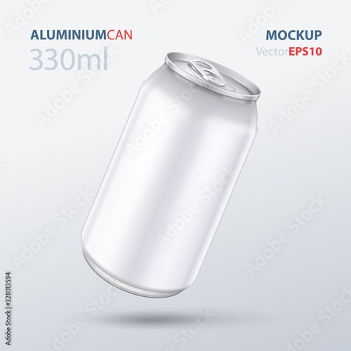 Mockup Metal Aluminum Beverage Drink Can 500ml, 0,5L. Beer, Soda, Lemonade, Juice, Energy. Mock Up Template Ready For Your Design. Isolated On White Background. Product Packing. Vector EPS10
