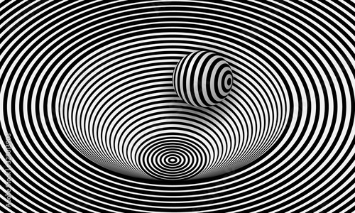 monochrome optical illusion with circles and sphere