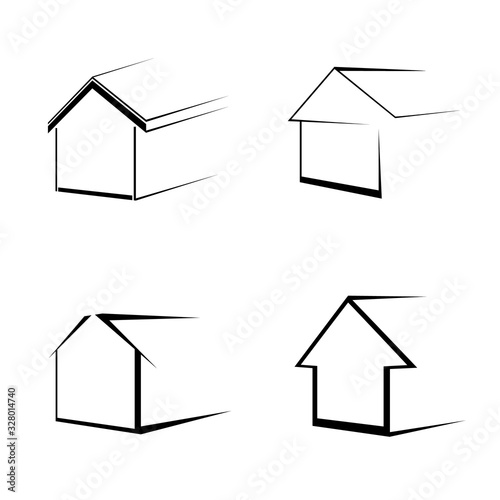 House symbol vector silhouette on white. Vector houses. Simple flat images of houses. Silhouettes of houses