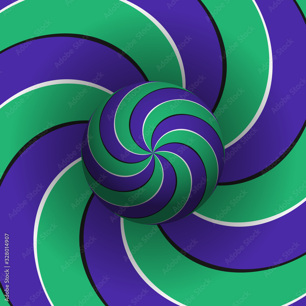 optical illusion with sphere and rounded lines optical illusion with sphere and rounded lines