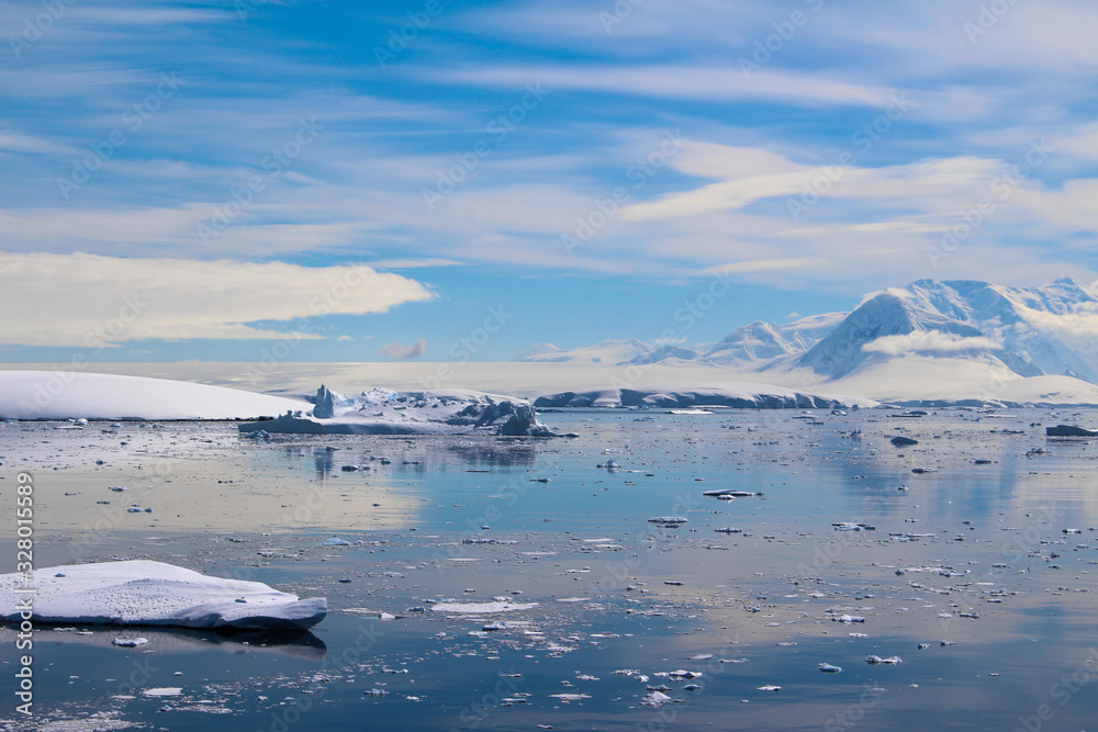 Ice floating in the waters of Antarctica. Lemaire Channel, Antarctic Peninsula, Antarctica