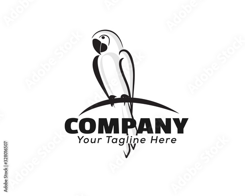 black art perch parrot logo design inspiration