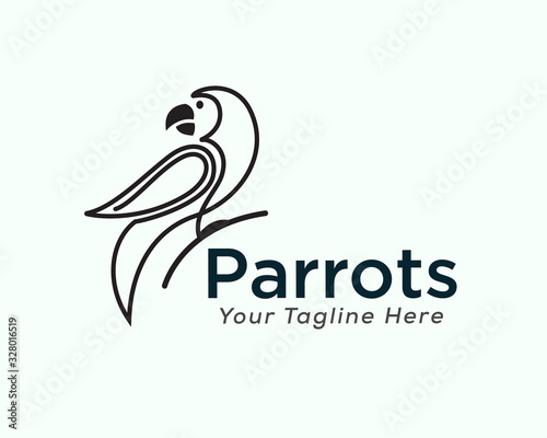single line art parrot logo design inspiration