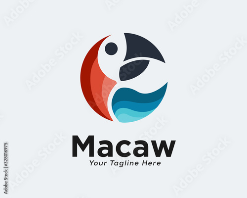 Abstract circle parrot logo design inspiration