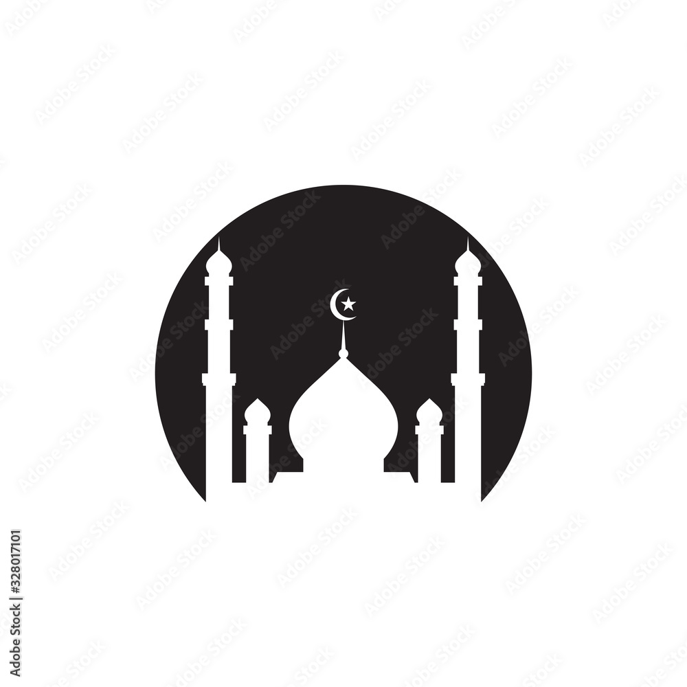 Obraz premium islamic mosque logo vector icon