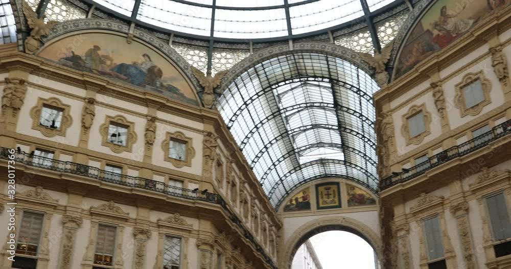 Milan Vittorio Emanuele Gallery (near Duomo) ceilings - 4k footage Milan Vittorio Emanuele Gallery (near Duomo) ceilings - 4k footage