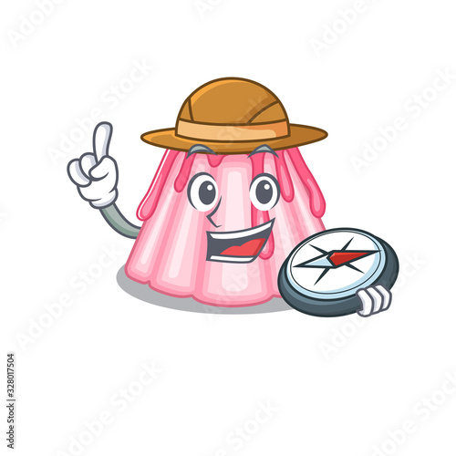 Strawberry jelly experienced Explorer using a compass