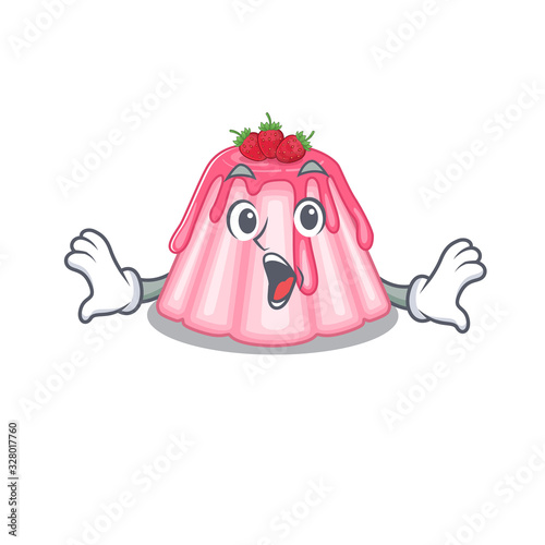 Strawberry jelly mascot design concept with a surprised gesture