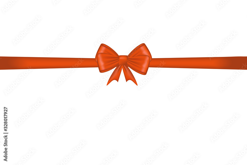 Red Silk bow with ribbon . Vector illustration Red Silk bow with ribbon . Vector illustration