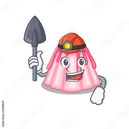 Cool clever Miner strawberry jelly cartoon character design