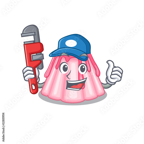 A cute picture of strawberry jelly working as a Plumber