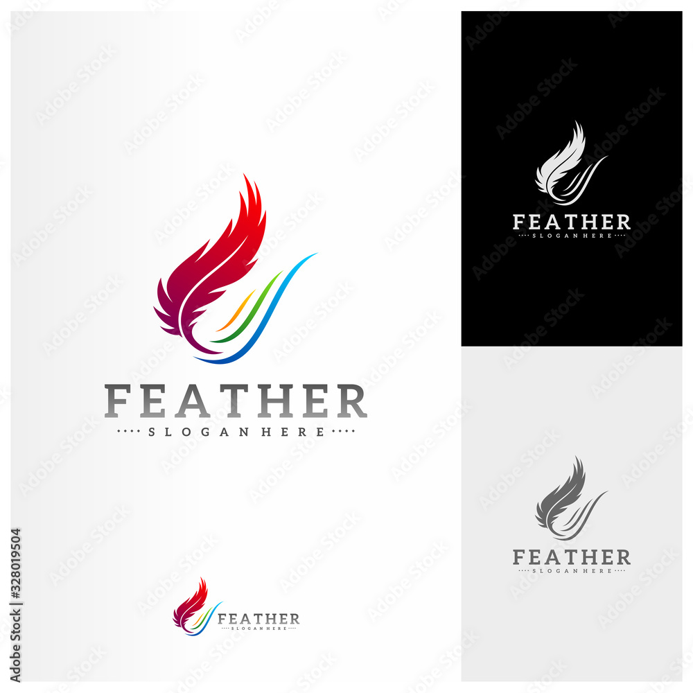 Feather logo design vector template, Simple Feather logo concepts