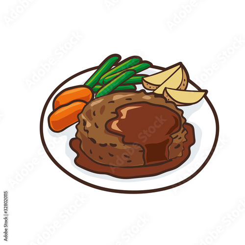 イラスト ：洋食　ハンバーグ