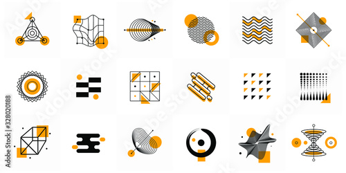 abstract Universal trend halftone geometric vector shapes set illustration, design element for magazine, sale and social media