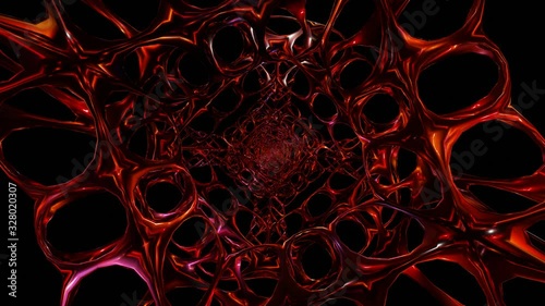 dmt tunnel, Complex rotating and morphing tunnel loop with symmetrical patterns. Seamless looping tunnel background.