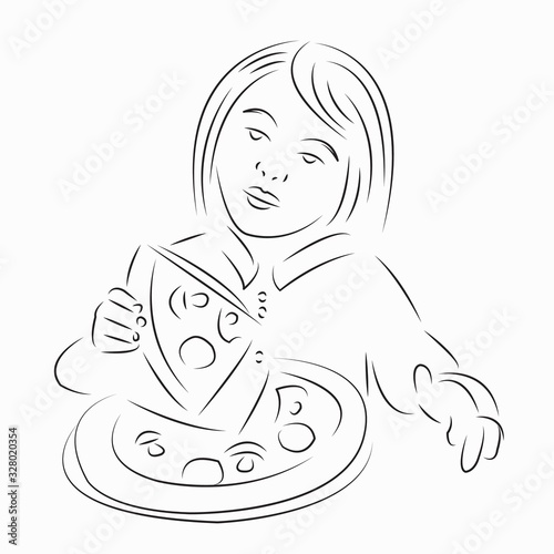 girl eating pizza