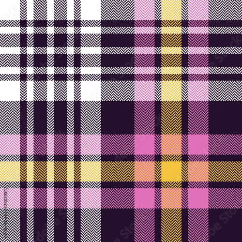 Seamless tartan plaid pattern multicolored background. Bright woven pixel check plaid for autumn winter scarf, blanket, throw, duvet cover, or other modern textile print.