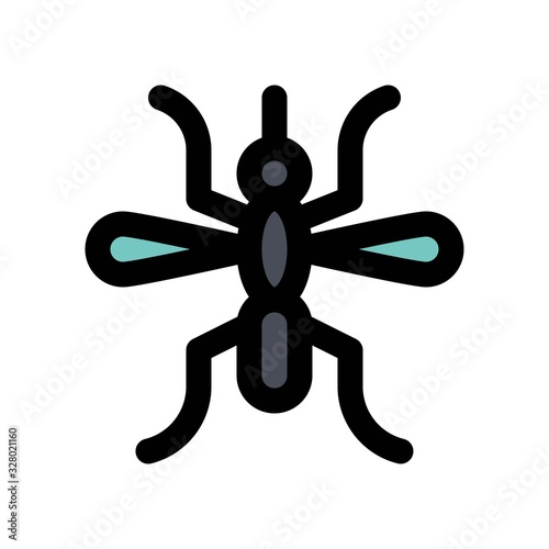virus transmission related mosquito bug with wings vector with editable stroke,