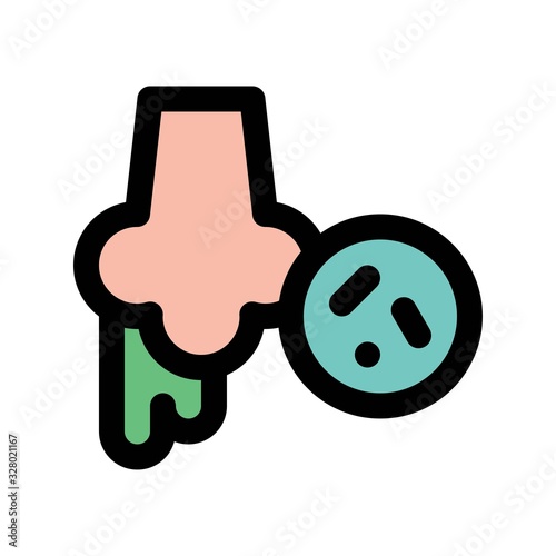 virus transmission related runny nose with bacteria or germs vector with editable stroke,